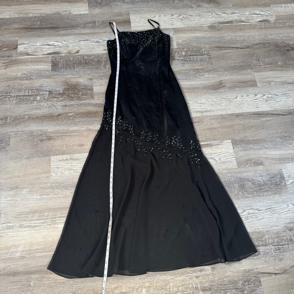 Vintage Y2K Cache Black Beaded Chiffon Maxi Dress Goth Homecoming Prom Formal 8 - Picture 11 of 11